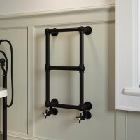 Black Vertical Traditional Towel Radiator 700 x 400mm - Regent