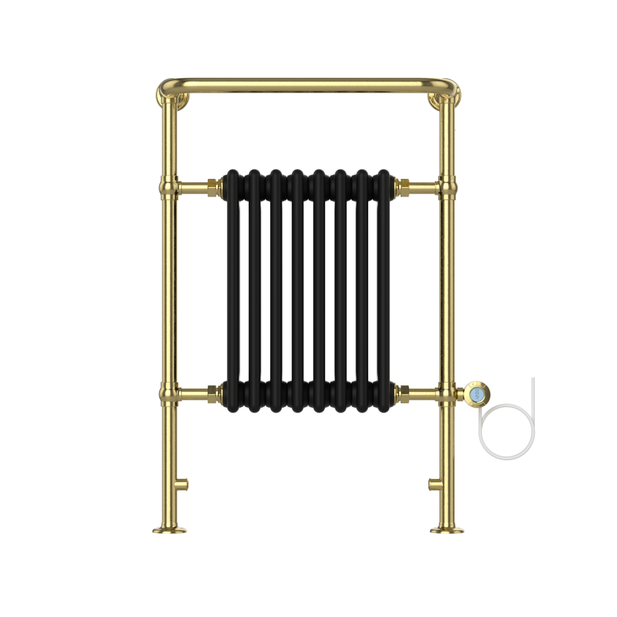 Black and Brass Electric Traditional Column Radiator with Towel Rail 952 x 659mm - Regent