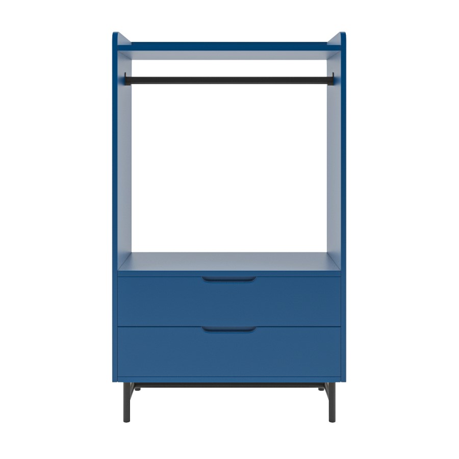 Kids Blue Open Wardrobe with 2 Drawers - Rueben
