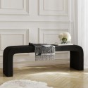 RENBLABEN Large Black Boucle Curved Dining Bench  -  152cm  -  Seats 2  -  Ren