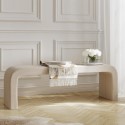 RENBUFBEN Large Beige Boucle Curved Dining Bench  -  152cm  -  Seats 2  -  Ren