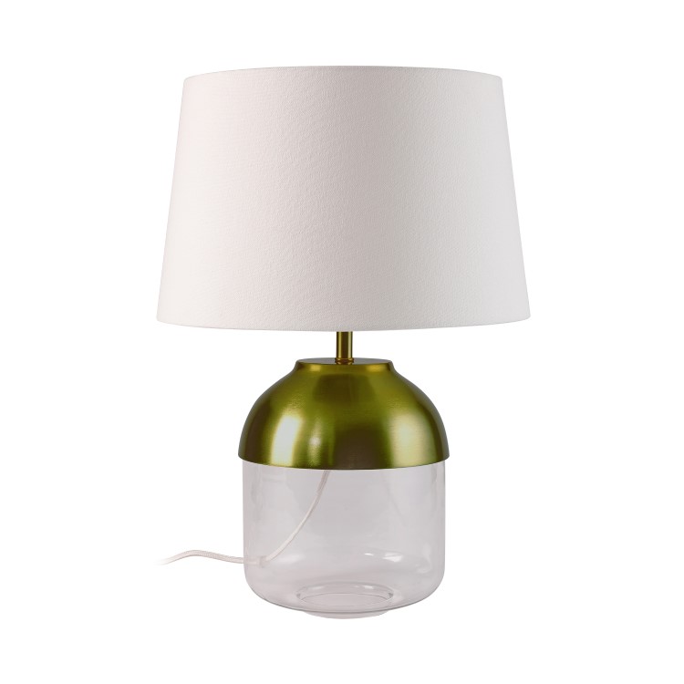 Glass Table Lamp with Copper Finish & White Shade - Heslington