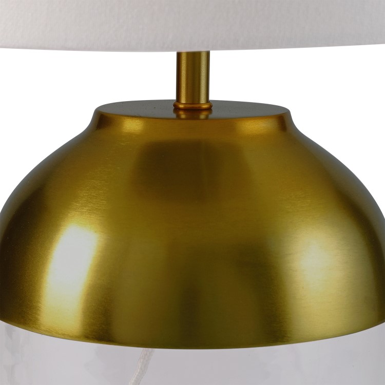 Glass Table Lamp with Copper Finish & White Shade - Heslington