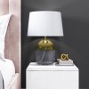 Glass Table Lamp with Copper Finish &amp; White Shade - Heslington