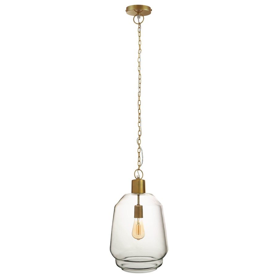 Large Clear Glass Pendant Light - 27cm x 42cm - Pittsburgh