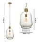 Large Clear Glass Pendant Light - 27cm x 42cm - Pittsburgh