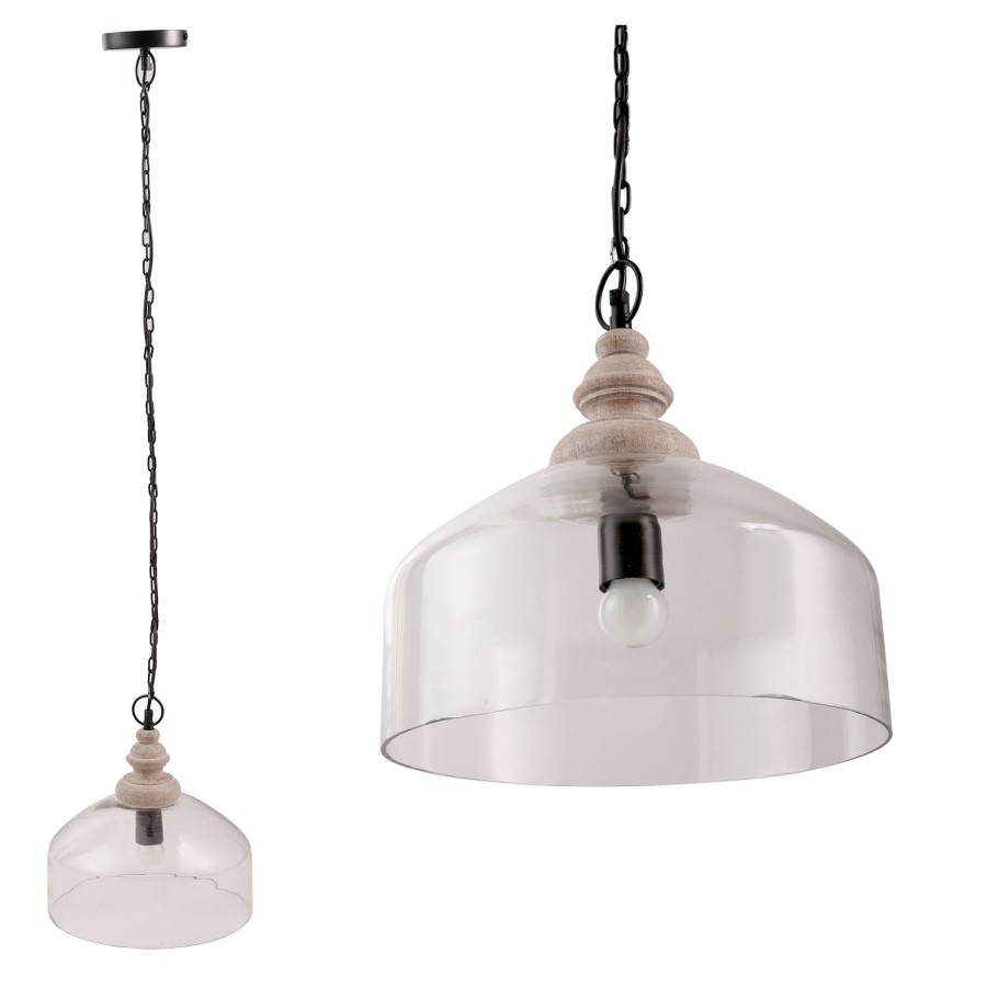Scandi Style Glass Dome Pendant Light - Durham