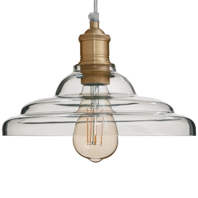 Glass Cone Pendant Light with Brass Finish- Princeton