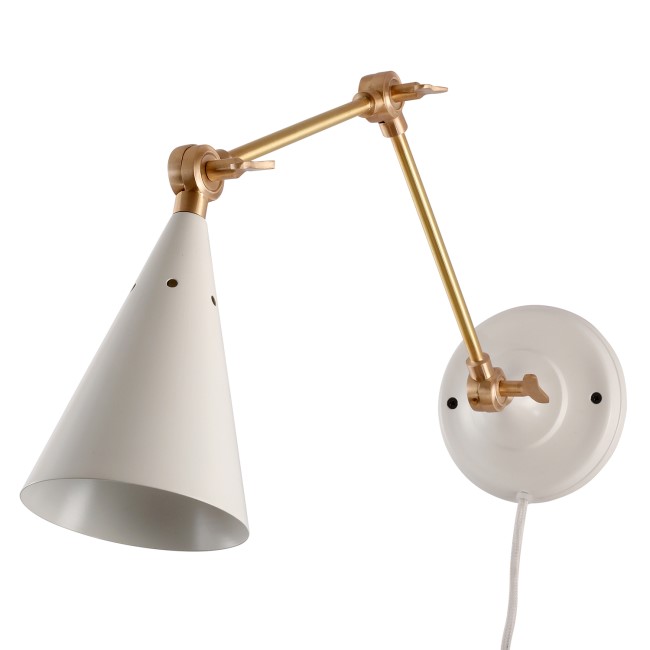 White Cone Wall Lamp with Brass Finish - Rome