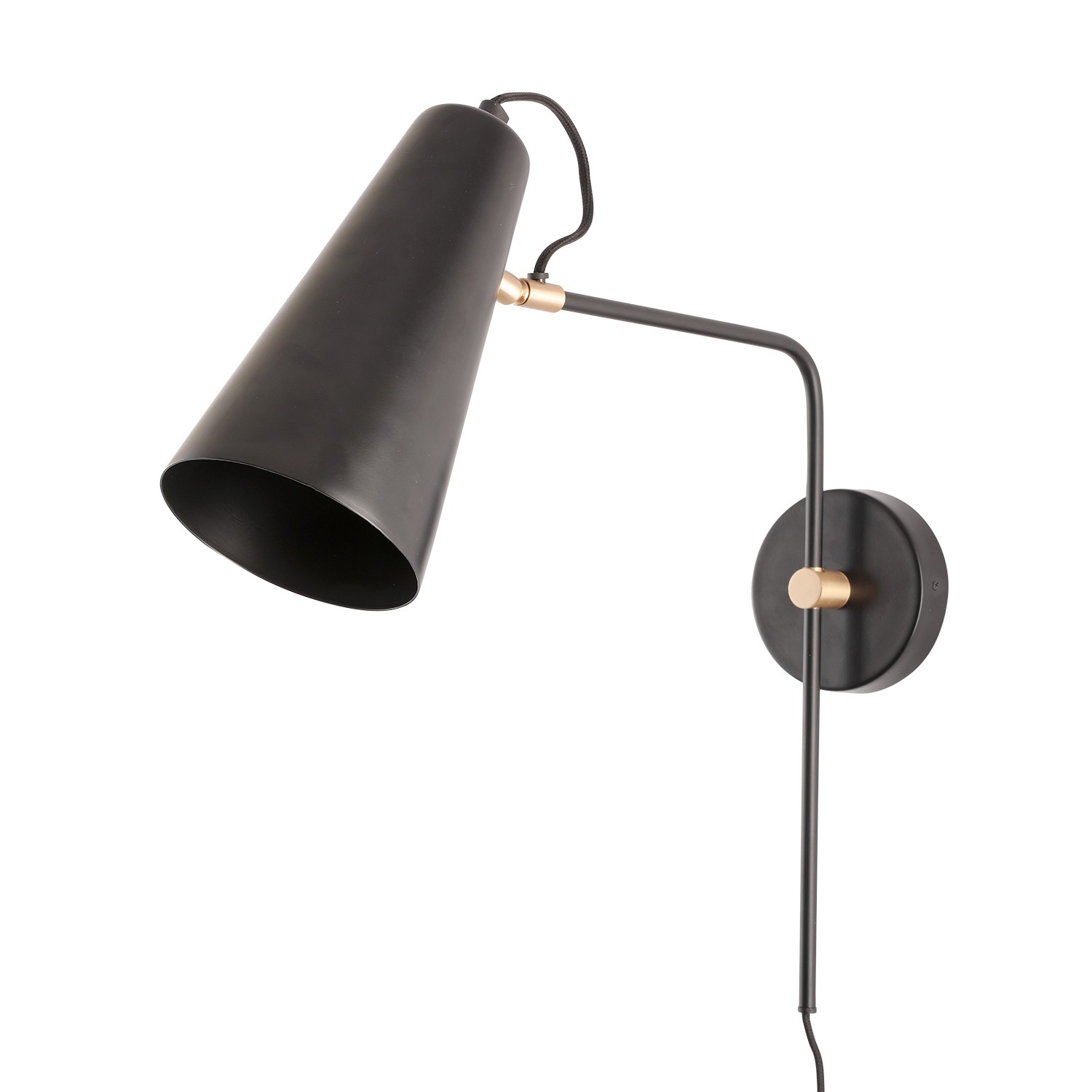 GRADE A1 - Box Opened Pavia Large Black Cone Wall Light - Furniture123