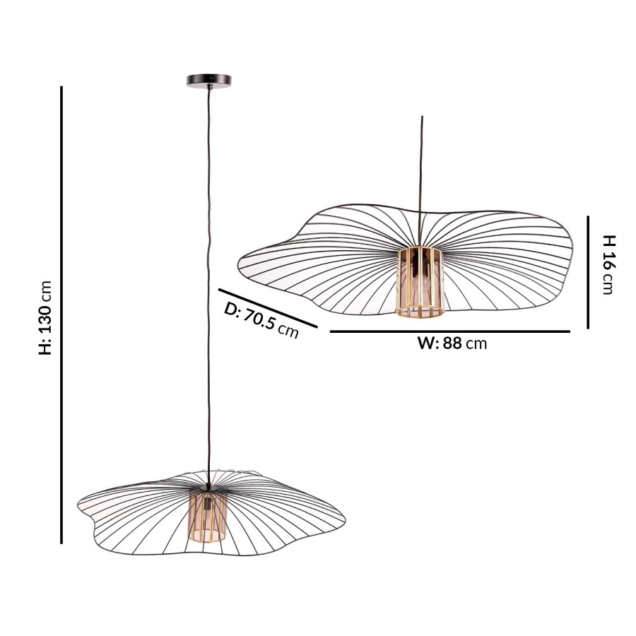 GRADE A1 - Black Wire 88cm Pendant Ceiling Light