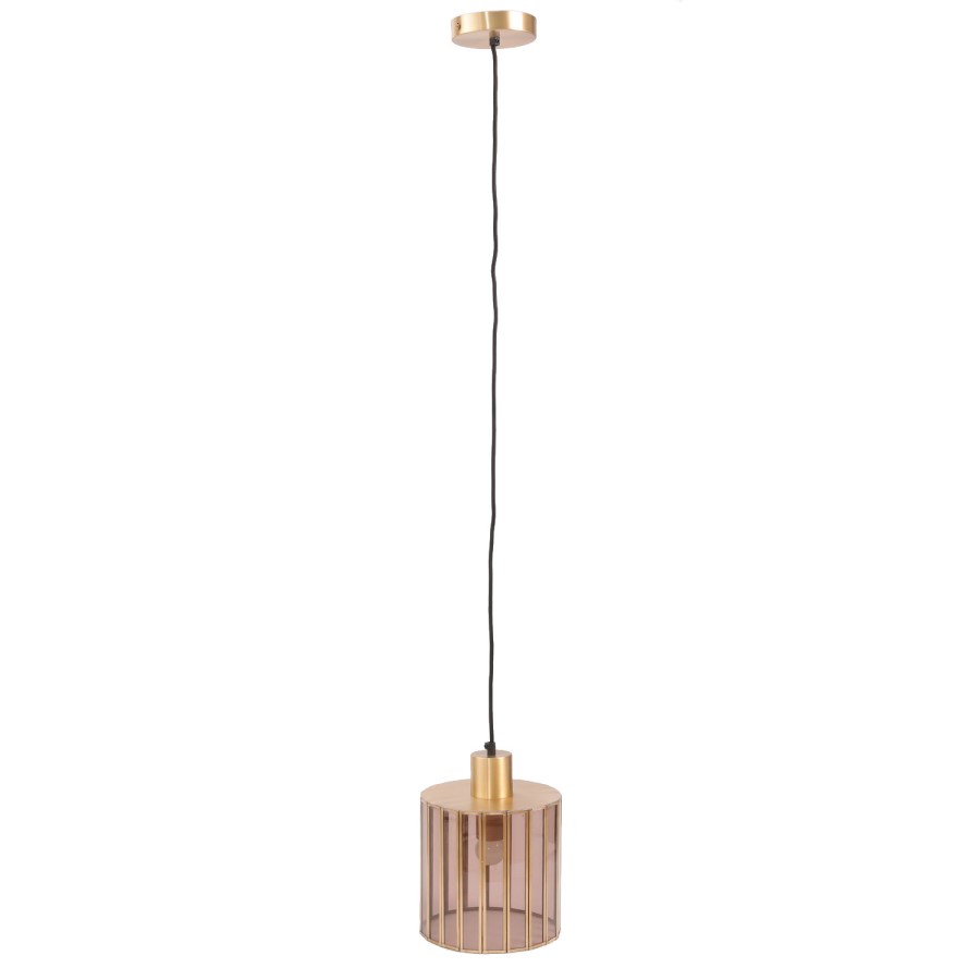 Smoked Glass Brass Pendant Light - Dallas