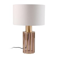 GRADE A1 - Antique Brass & Smoked Glass Table Lamp - Dallas