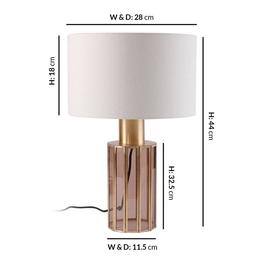 GRADE A1 - Antique Brass & Smoked Glass Table Lamp - Dallas