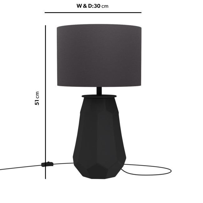 Black Geometric Table Lamp with Matte Finish - Columbus