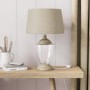 Glass Table Lamp with Linen Shade and Wooden Base - Sussex