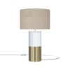 White and Brass Table Lamp with Linen Shade - Denton