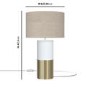 White and Brass Table Lamp with Linen Shade - Denton