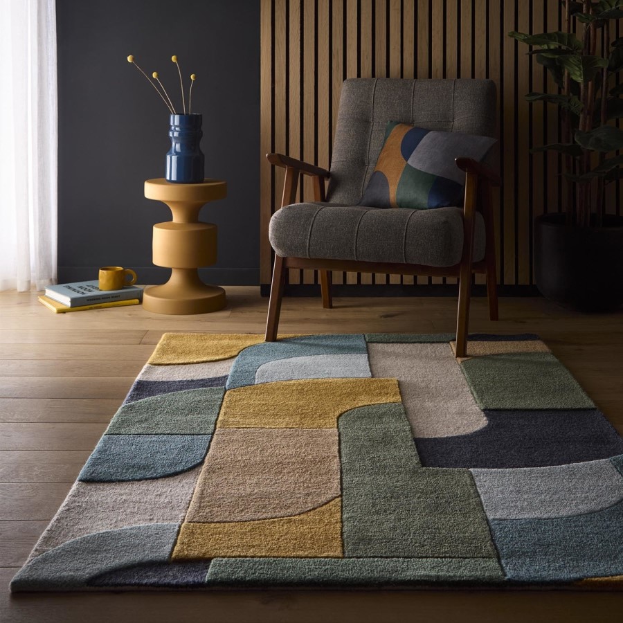 Geometric Blue Rug - 230 x 160 cm - Retro Deco - Origins