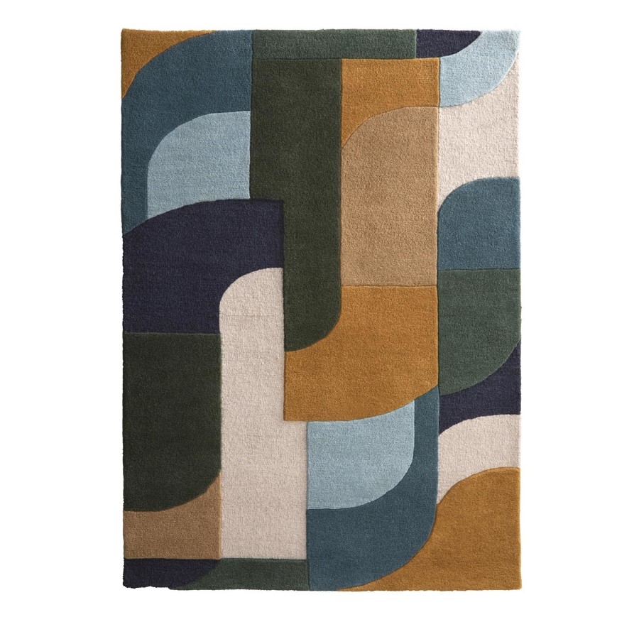 Geometric Blue Rug - 230 x 160 cm - Retro Deco - Origins