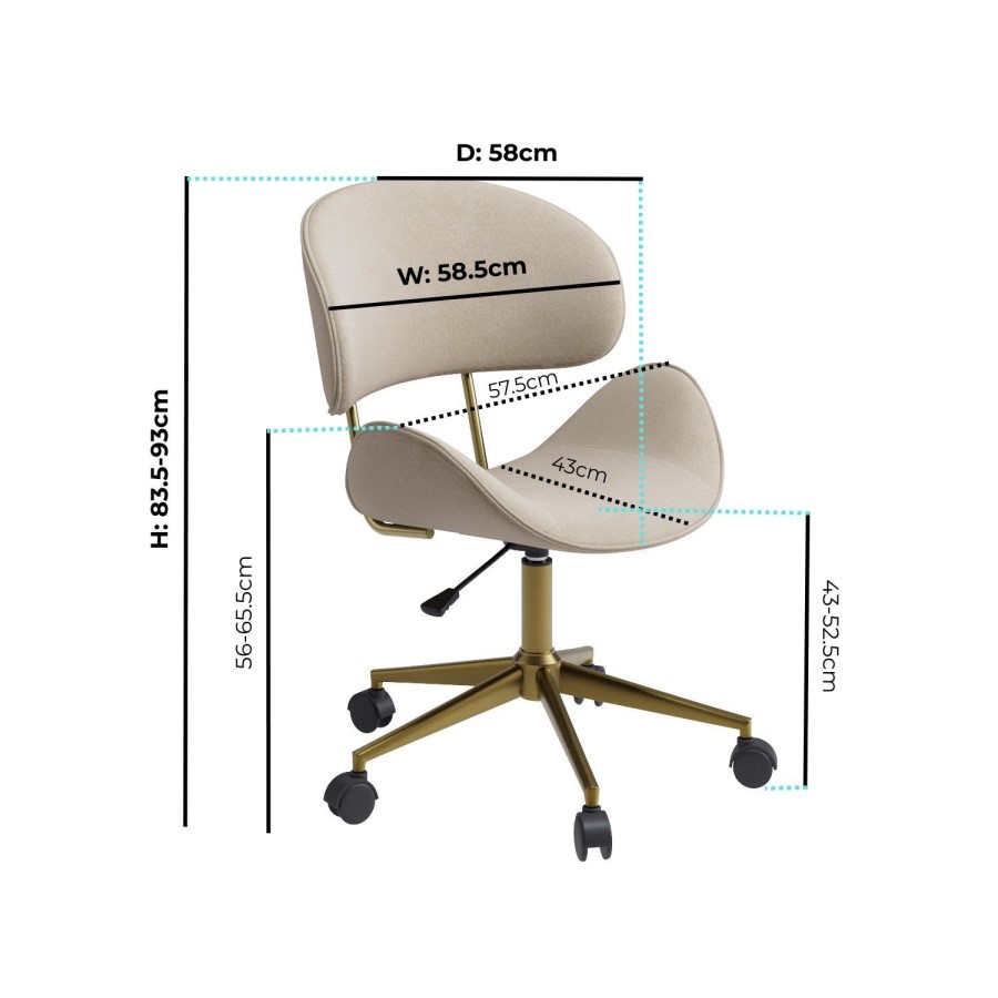 Beige Fabric Swivel Office Chair - Rafa