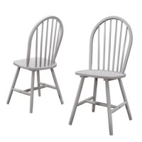 Windsor Dining Chairs in Grey Wood Set of 2 - Rhode Island  Windsor Dining Chairs in Grey Wood Set of 2 - Rhode Island