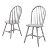 GRADE A1 - Rhode Island Pair of Grey Solid Wood Windsor Dining Chairs
