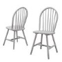 GRADE A2 - Rhode Island Pair of Grey Solid Wood Windsor Dining Chairs