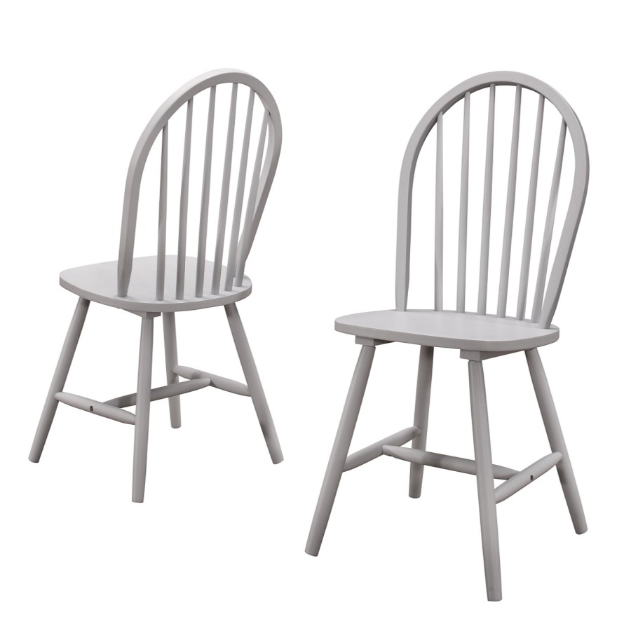 GRADE A2 - Windsor Dining Chairs in Grey Wood Set of 2 - Rhode Island 