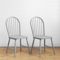 GRADE A2 - Windsor Dining Chairs in Grey Wood Set of 2 - Rhode Island 