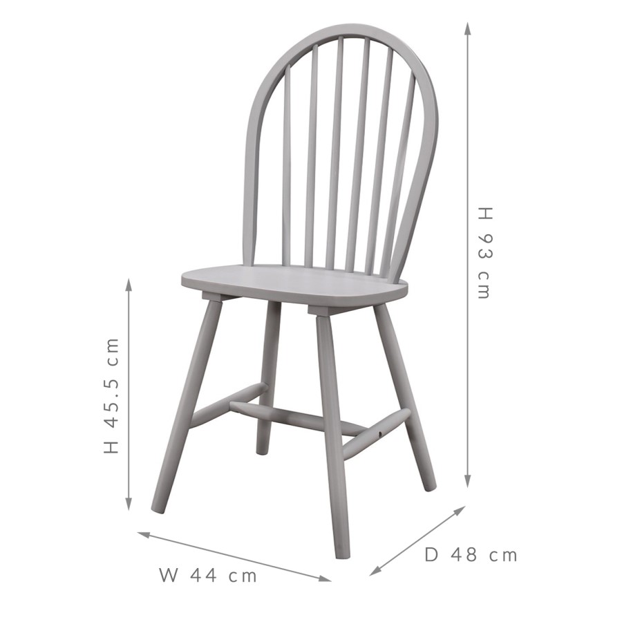 GRADE A2 - Windsor Dining Chairs in Grey Wood Set of 2 - Rhode Island 