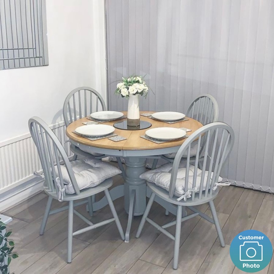GRADE A2 - Windsor Dining Chairs in Grey Wood Set of 2 - Rhode Island 