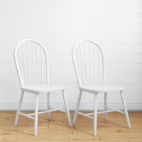 GRADE A1 - Rhode Island Pair of Wooden Windsor Dining Chairs - White