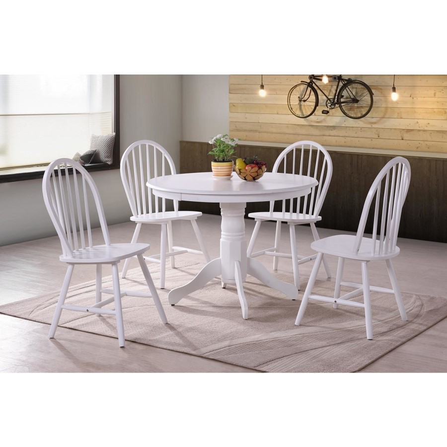 GRADE A2 - Rhode Island Pair of Wooden Windsor Dining Chairs - White
