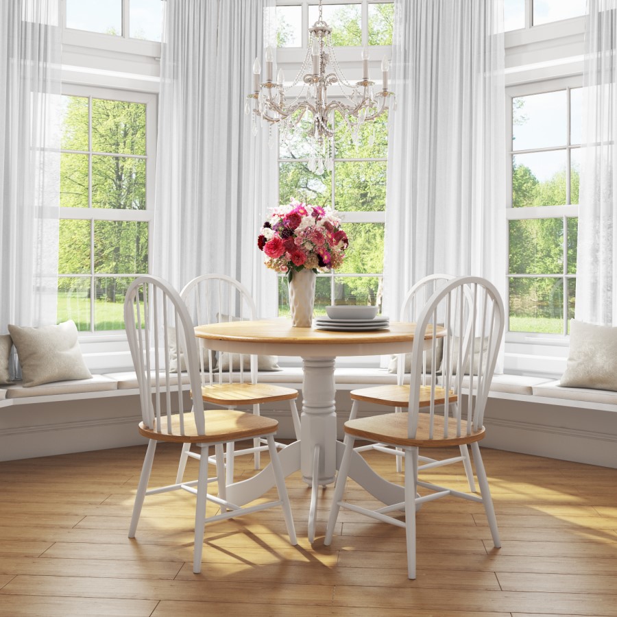 GRADE A1 - Rhode Island Round Pedestal Dining Table in White- 4 Seater