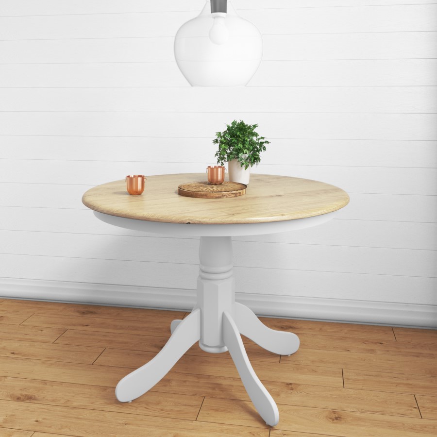 GRADE A1 - Rhode Island Round Pedestal Dining Table in White- 4 Seater