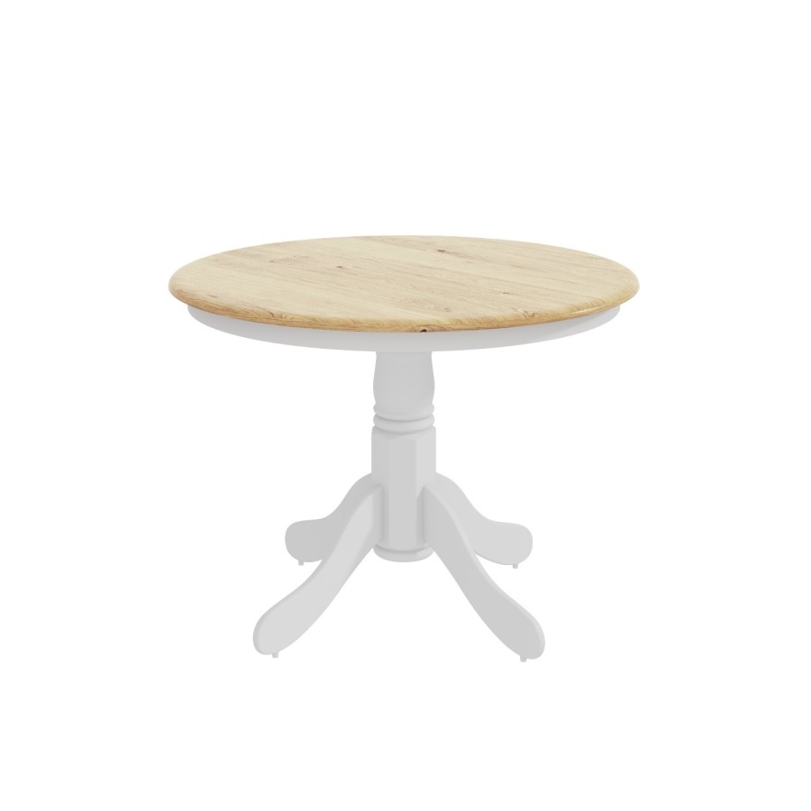 GRADE A2 - Rhode Island Small Round Dining Table in Oak & White - Seats 4