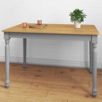 Rhode Island Rectangle Wooden Dining Table in Oak/Grey - 4 Seater