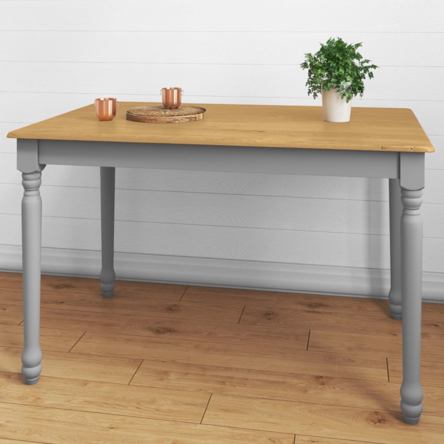 Rhode Island Rectangle Wooden Dining Table in Oak/Grey - 4 Seater