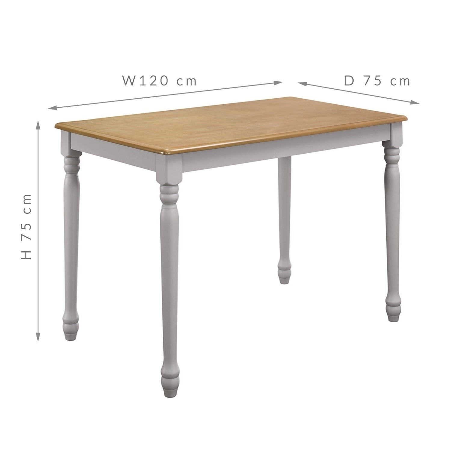 Rhode Island Rectangle Wooden Dining Table in Oak/Grey - 4 Seater ...