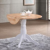 GRADE A2 - Rhode Island Round Drop Leaf Table White/Natural