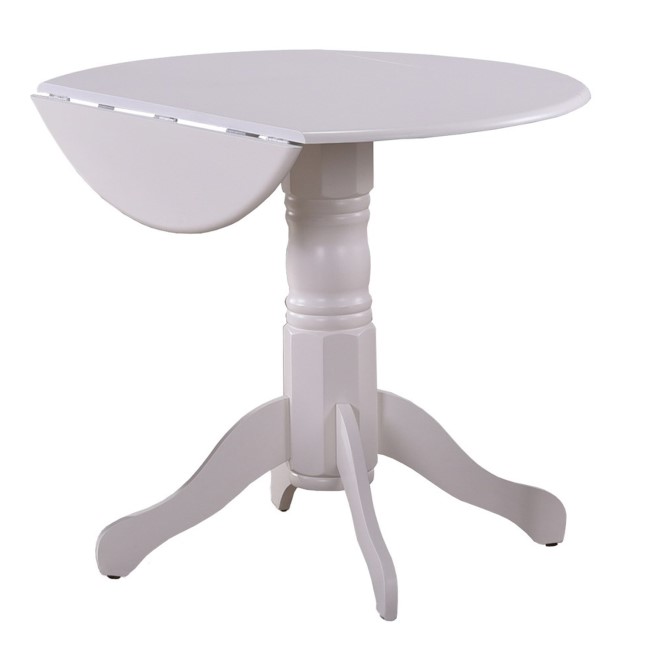 Rhode Island Small Round Drop Leaf Table in White - Seats 4