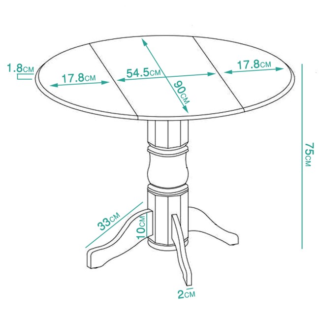 Rhode Island Small Round Drop Leaf Table in White - Seats 4