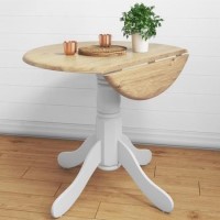 Small Round Drop Leaf Table in White & Wood - 2 Seater - Rhode Island Small Round Drop Leaf Table in White & Wood - 2 Seater - Rhode Island