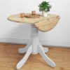 Small Round Drop Leaf Table in White &amp; Wood - 2 Seater - Rhode Island