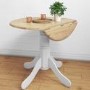 Small Round Drop Leaf Table in White & Wood - 2 Seater - Rhode Island