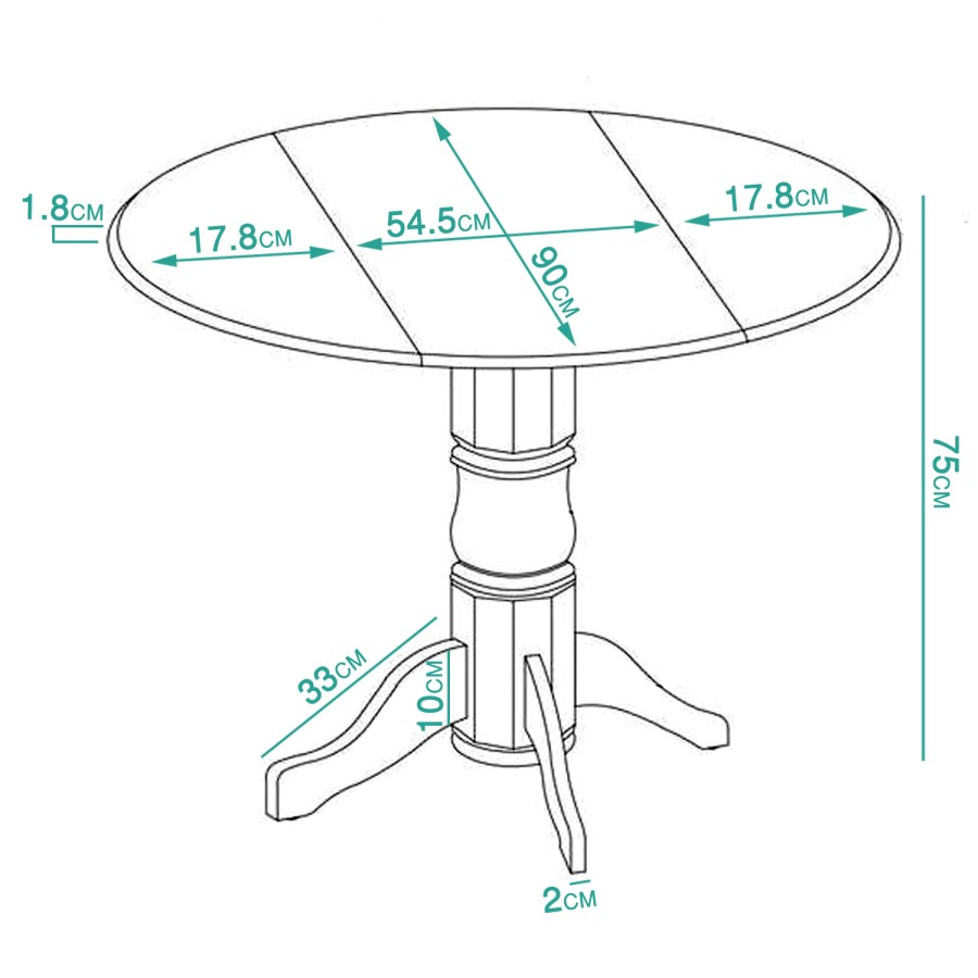 GRADE A1 - Rhode Island Round Drop Leaf Space Saving Dining Table in White/Natural - 4 Seater