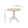 Small Round Drop Leaf Table in White &amp; Wood - 2 Seater - Rhode Island