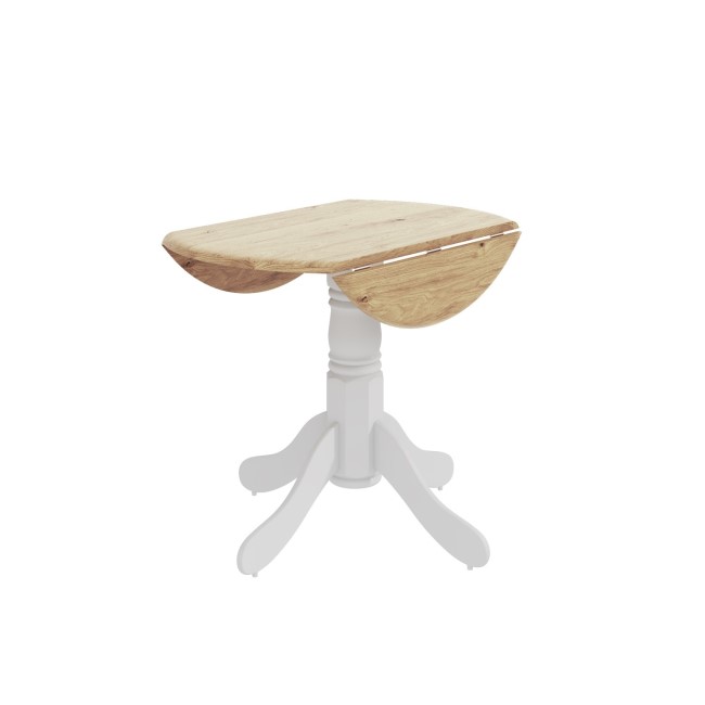 Small Round Drop Leaf Table in White & Wood - 2 Seater - Rhode Island