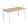 GRADE A2 - Large White Extendable Dining Table with Light Oak Top  - Seats 6 - Rhode Island
